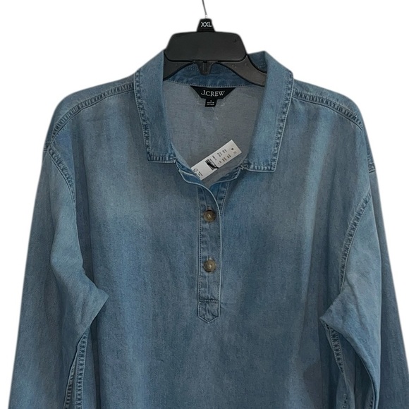 J. Crew Chambray Popover Shirt Storm Wash, Size Large NWT - Picture 5 of 10